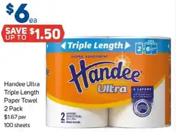 Foodland Handee ultra triple length paper towel offer