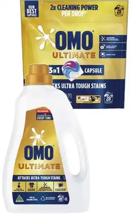 IGA OMO Ultimate Laundry Capsules 28 Pack, Liquid 2 Litre or Powder 2kg Selected Varieties offer