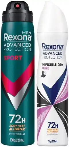 IGA Rexona Advanced Protection Antiperspirant Spray 220mL Selected Varieties offer