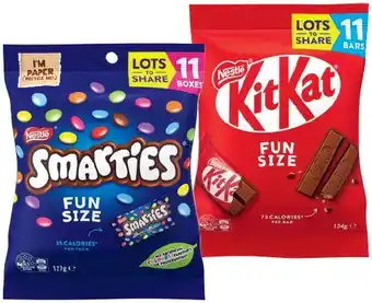 IGA Nestlé KitKat, Smarties or Milky Bar Fun Size 11 Pack Selected Varieties offer