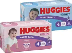 IGA Huggies Ultra Dry Nappy Pants 24-36 Pack Selected Varieties offer
