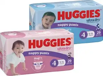 IGA Huggies Ultra Dry Nappy Pants 24-36 Pack Selected Varieties offer