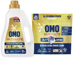 IGA OMO Ultimate Laundry Liquid 2 Litre, Capsules 28 Pack or Powder 2kg Selected Varieties offer
