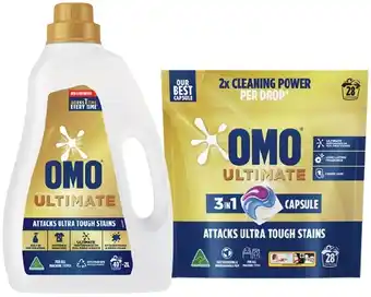 IGA OMO Ultimate Laundry Liquid 2 Litre, Capsules 28 Pack or Powder 2kg Selected Varieties offer