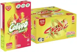 IGA Streets Calippo Minis 5‑10 Pack or Cyclone Ice Block 8 Pack Selected Varieties offer