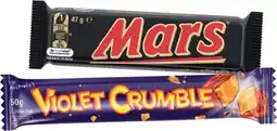 IGA Mars Medium Bars 44‑56g, M&M’s 35‑49g or Violet Crumble 50g Selected Varieties offer