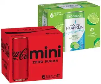 IGA Coca‑Cola, Mount Franklin or Deep Spring 6x250mL Selected Varieties offer