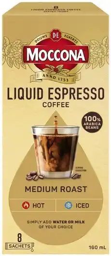IGA Moccona Liquid Espresso Coffee Sachet 8 Pack Selected Varieties offer