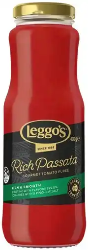 IGA Leggo’s Rich & Smooth Gourmet Passata 400g Selected Varieties offer