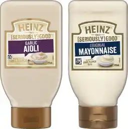 IGA Heinz Seriously Good Aioli, Mayonnaise or Tartare 295mL Selected Varieties offer