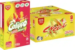IGA Streets Calippo Minis 10 Pack or Cyclone Ice Block 8 Pack Selected Varieties offer