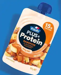 IGA NEW Pauls Plus+ Protein Yoghurt Pouch Banoffee 150g offer