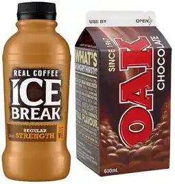 IGA Ice Break Real Coffee 500mL or Oak Flavoured Milk 600mL Selected Varieties offer