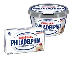 IGA Philadelphia Cream Cheese Spreadable Tub or Block 250g Selected Varieties offer