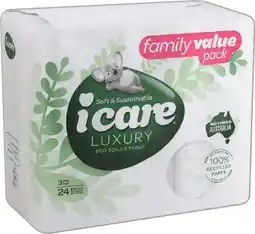 IGA Icare Luxury Eco Toilet Tissue 3 Ply 24 Pack offer