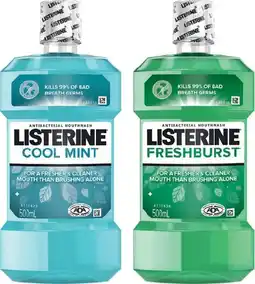 IGA Listerine Fresher & Cleaner Mouthwash 500mL Selected Varieties offer