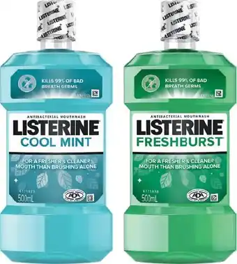 IGA Listerine Fresher & Cleaner Mouthwash 500mL Selected Varieties offer