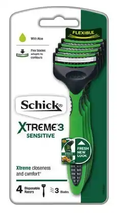 IGA Schick Xtreme 3 Sensitive Disposable Razors 4 Pack offer