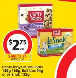 Coles Uncle Tobys Muesli Bars, Roll Ups or Le Snak offer