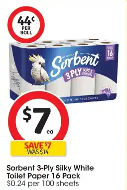 Coles Sorbent 3-Ply Silky White Toilet Paper offer