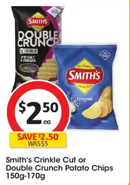 Coles Smith's Crinkle Cut or Double Crunch Potato Chips offer