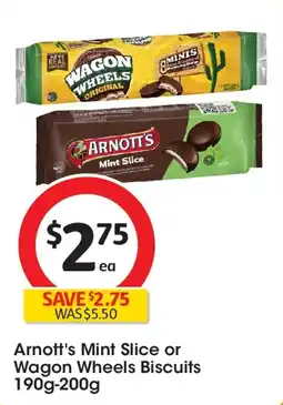 Coles Arnott's Mint Slice or Wagon Wheels Biscuits offer