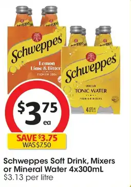Coles Schweppes Soft Drink, Mixers or Mineral Water offer