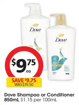 Coles Dove Shampoo or Conditioner offer