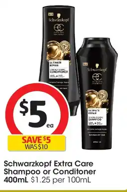 Coles Schwarzkopf Extra Care Shampoo or Conditoner offer