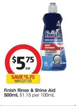 Coles Finish Rinse & Shine Aid 500mL $1.15 per 100mL offer