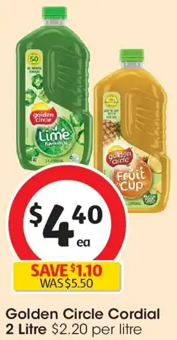 Coles Golden Circle Cordial offer