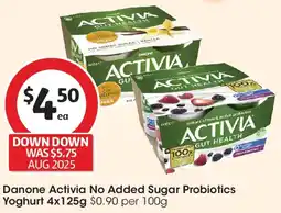Coles Danone Activia No Added Sugar Probiotics Yoghurt offer