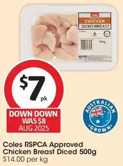Coles Coles RSPCA Approved Chicken Breast Diced offer