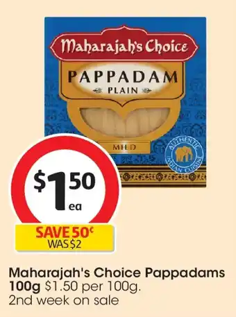 Coles Maharajah's Choice Pappadams offer
