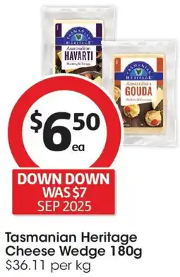 Coles Tasmanian Heritage Cheese Wedge offer