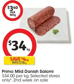 Coles Primo Mild Danish Salami offer