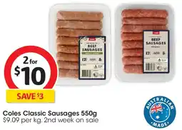 Coles Coles Classic Sausages offer