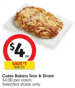 Coles Coles Bakery Tear & Share offer