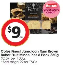 Coles Coles Finest Jamaican Rum Brown Butter Fruit Mince Pies offer