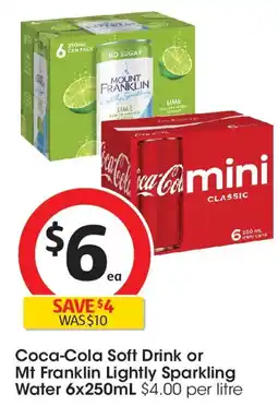 Coles Coca-Cola Soft Drink or Mt Franklin Lightly Sparkling Water offer