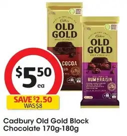 Coles Cadbury Old Gold Block Chocolate offer