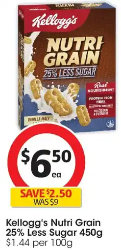 Coles Kellogg's Nutri Grain 25% Less Sugar offer