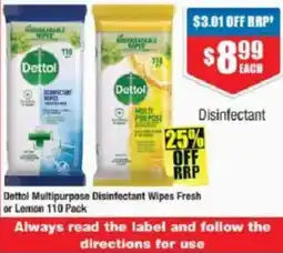 Chemist Warehouse Dettol multipurpose disinfectant wipes fresh or lemon offer