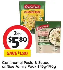Coles Continental Pasta & Sauce or Rice Family Pack offer