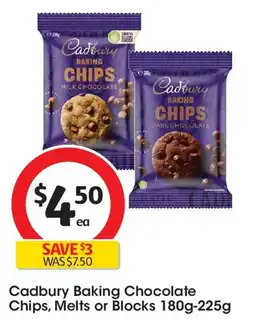 Coles Cadbury Baking Chocolate Chips, Melts or Blocks offer