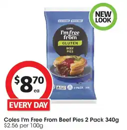 Coles Coles I'm Free From Beef Pies offer
