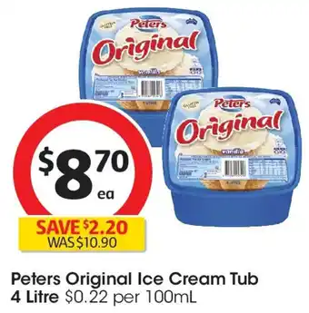 Coles Peters Original Ice Cream Tub offer