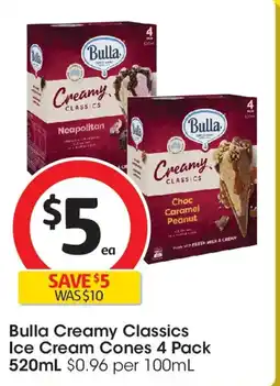 Coles Bulla Creamy Classics Ice Cream Cones offer