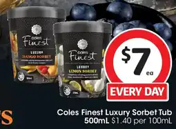Coles Coles Finest Luxury Sorbet Tub offer