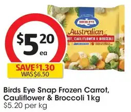Coles Birds Eye Snap Frozen Carrot, Cauliflower & Broccoli offer